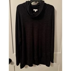 Eliane Rose Black Heather Cowl Neck Lightweight Tunic Top Sz 1X Workout Lounge